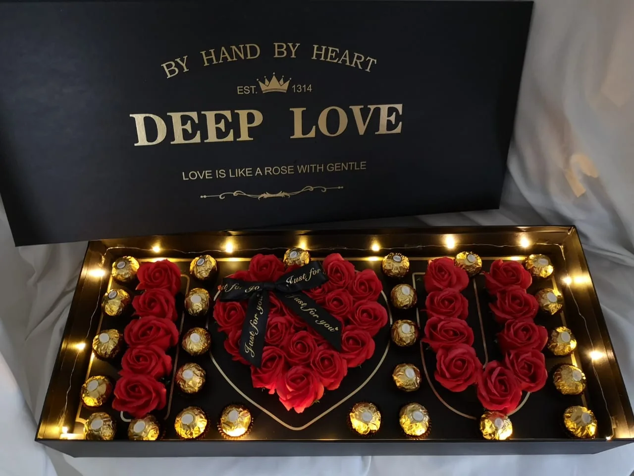 Deep Love Red Soap Roses with Ferrero | Florist in Kajang