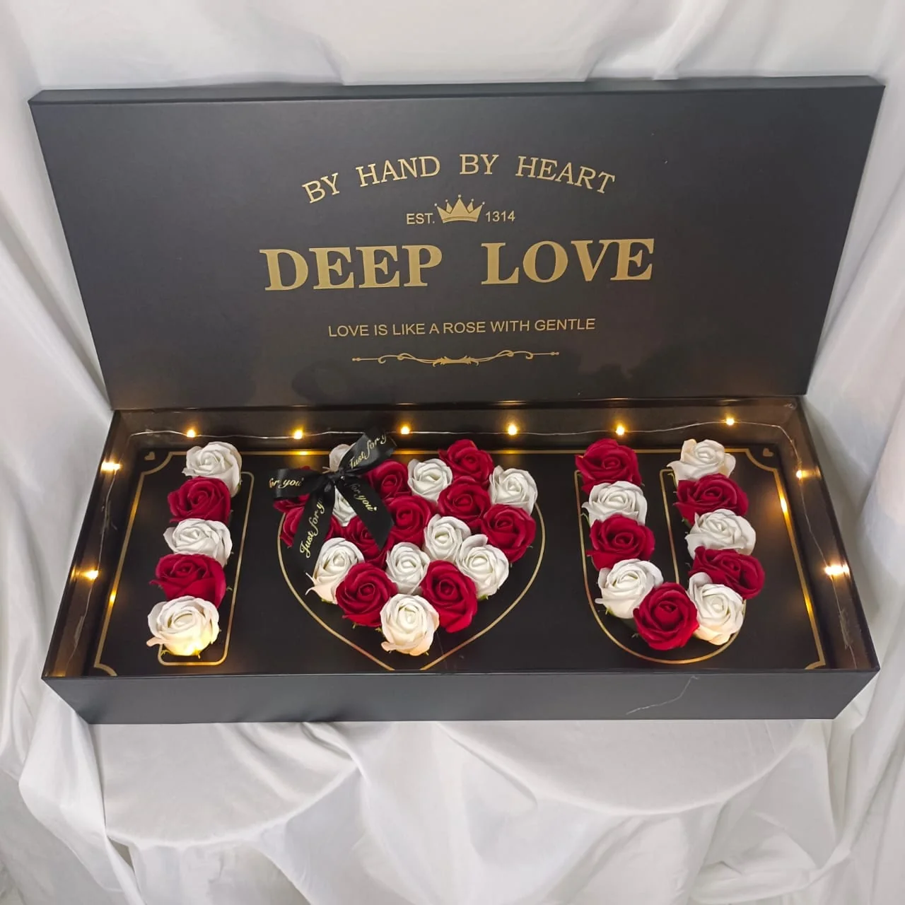 Deep Love Wine Red & White Soap Roses – Florist in Kajang