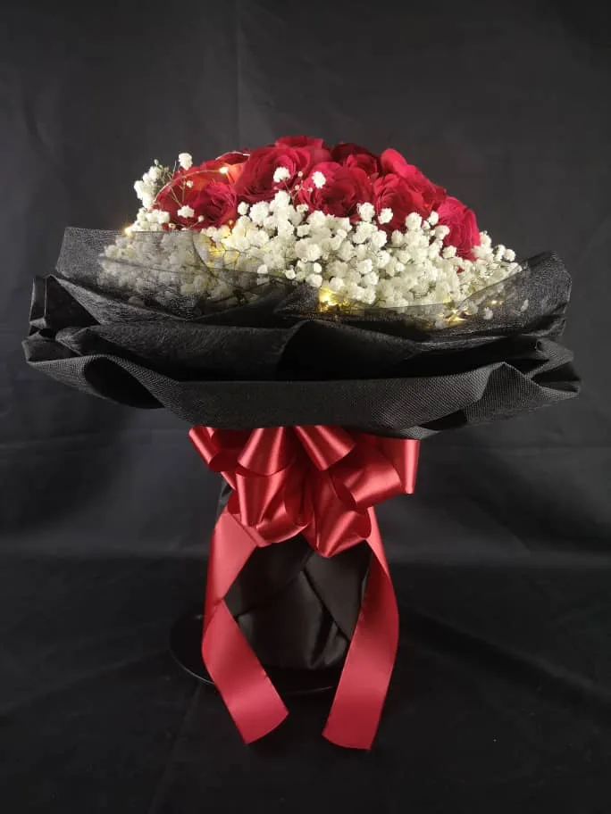 Angel Wing – 33 Red Roses Bouquet with LED Light | Florist in Kajang