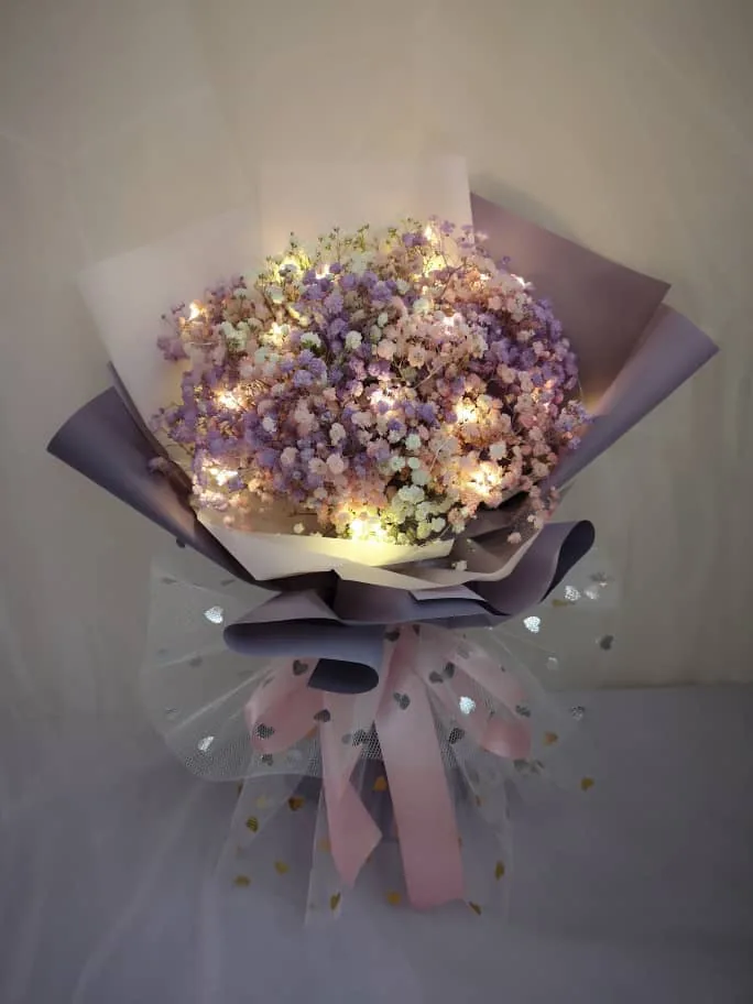 Baby Baby – Pastel Baby Breath Bouquet with LED | Florist in Kajang