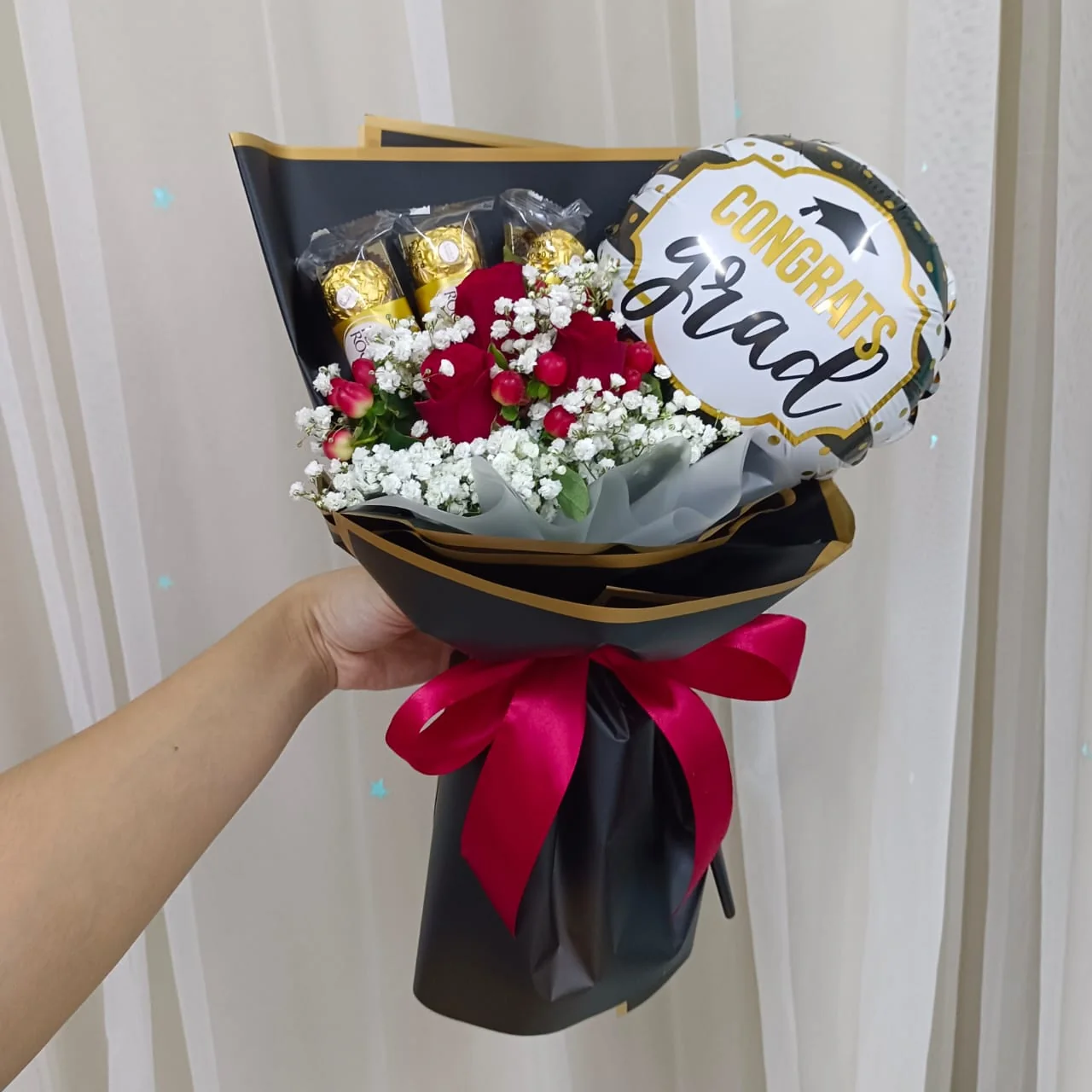 Black Passion – Roses & Ferrero Gift Box | Florist in Kajang