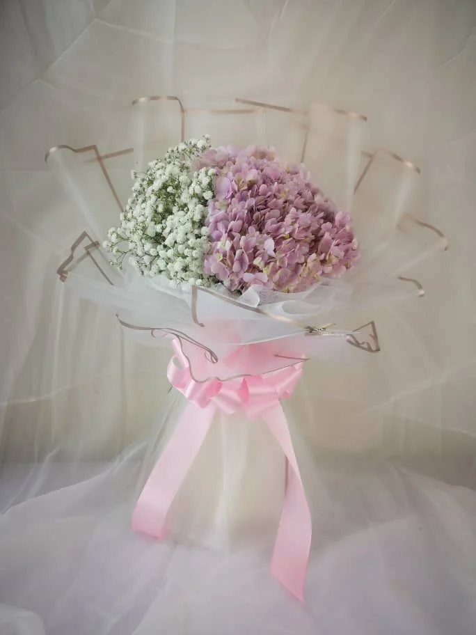 Bubbly Pink Hydrangea Bouquet by Nieldelia Florist in Kajang