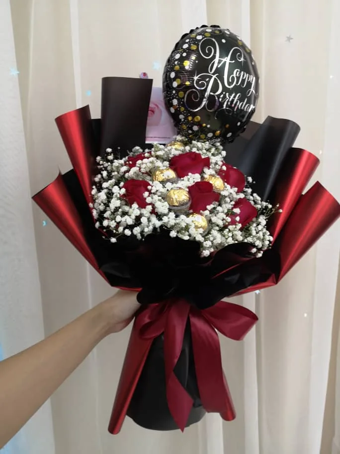 Sweet Dazzle | Roses & Ferrero Bouquet | Florist in Kajang