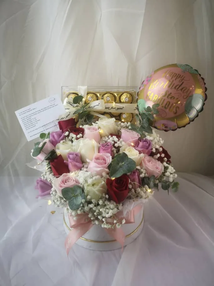 Cynthia – Elegant Roses & Chocolate Gift Box | Florist in Kajang