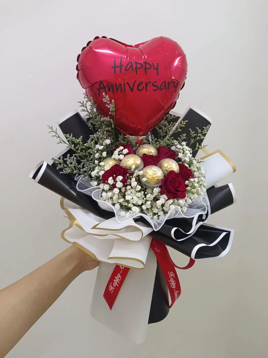 Have A Nice Day – Fresh Roses & Ferrero Bouquet | Florist in Kajang