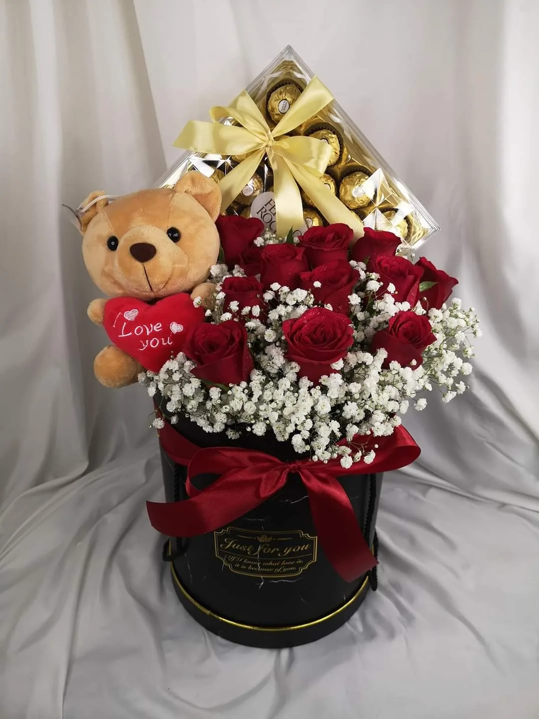Just For You – Red Roses, Teddy Bear & Chocolates | Florist in Kajang