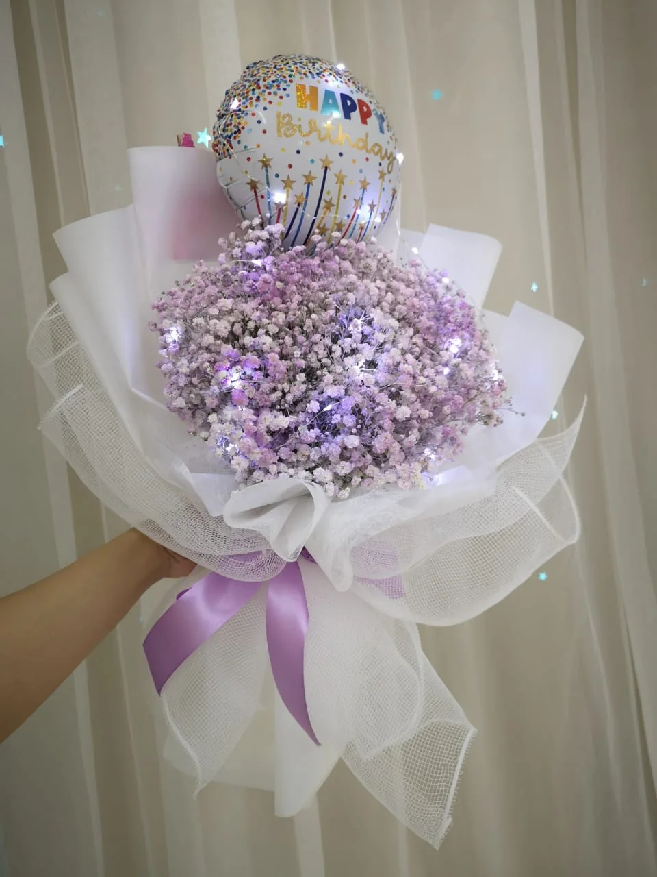 Lilac Purple Baby Breath Bouquet | Florist in Kajang