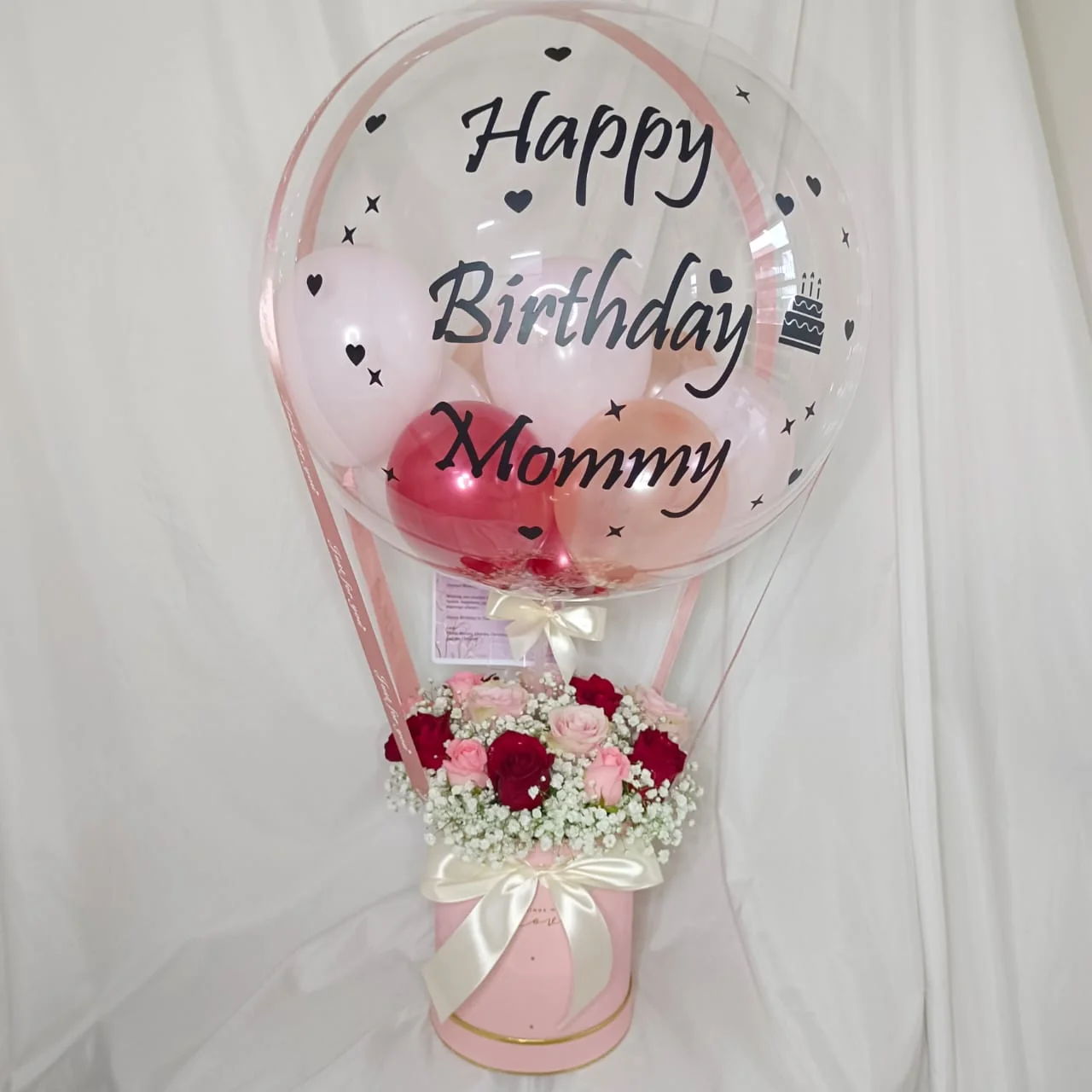 Mixed Color Roses Box with Hot Air Balloon – Florist in Kajang