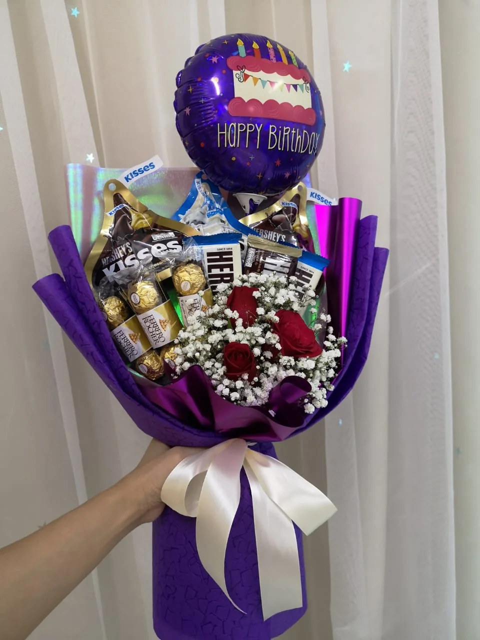 Purple Theme Chocolate Roses Bouquet | Florist in Kajang