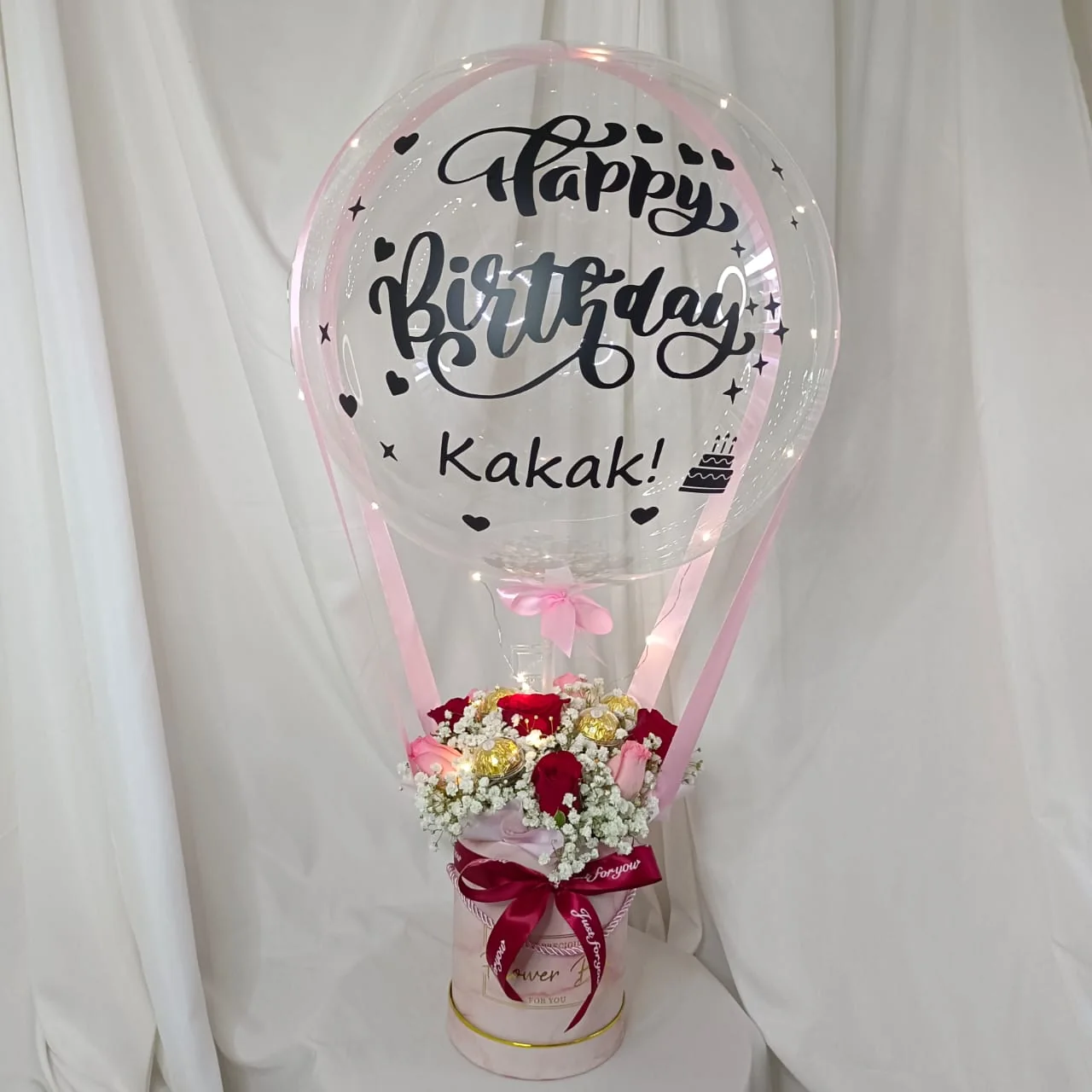 Red & Pink Roses with Ferrero Balloon | Florist in Kajang