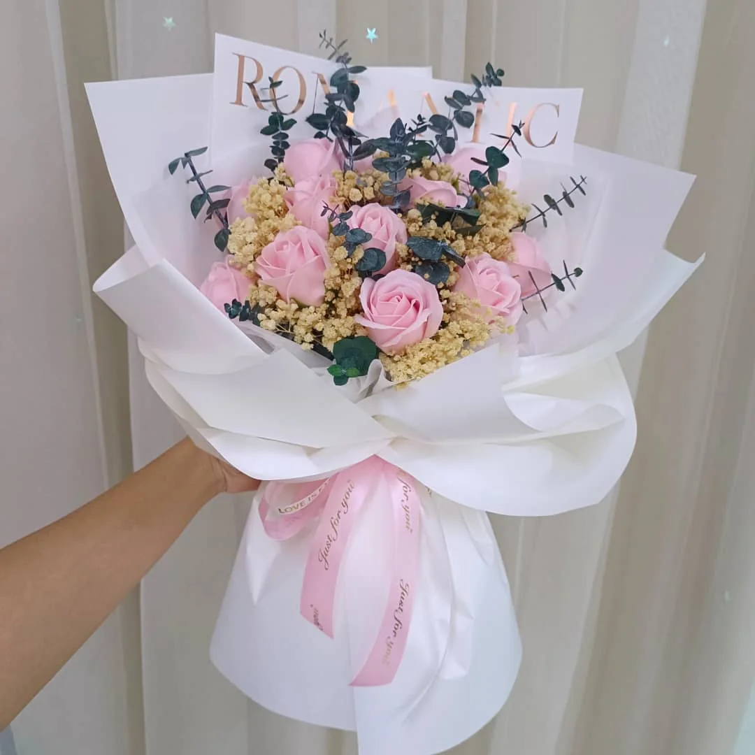 Romantic Baby Pink Soap Roses | Everlasting Flowers | Florist in Kajang