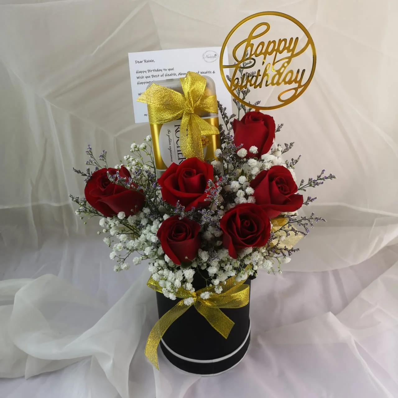 Smiley Roses & Ferrero Rocher Box | Flower & Chocolate Gift in Kajang