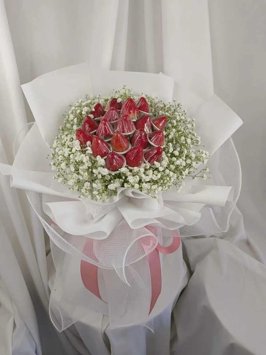 Strawberry with Baby Breath Bouquet | Florist in Kajang