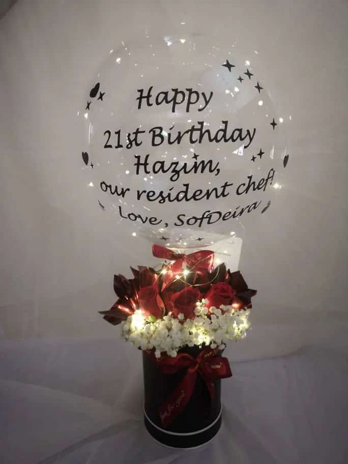 Small Hot Air Balloon Box – Customizable Floral Gift | Florist in Kajang