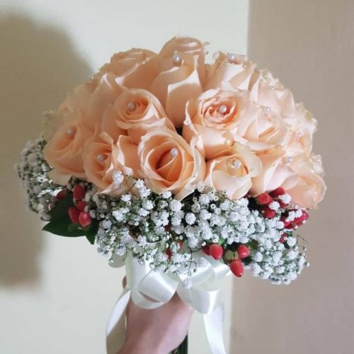 Champagne Roses Bridal Bouquet | Wedding Flowers | Florist in Kajang