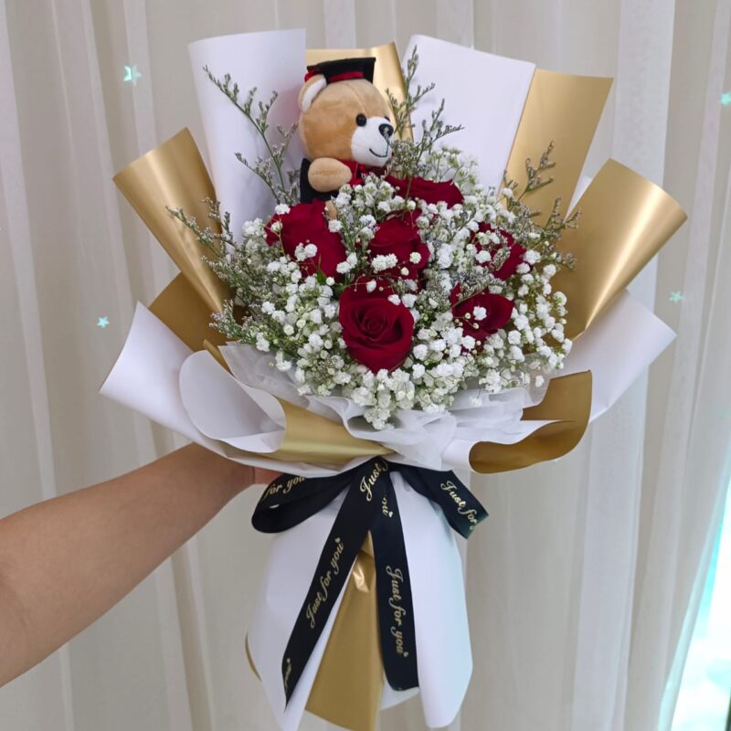 Roses Fixers – Graduation Bouquet with Bear | Florist in Kajang