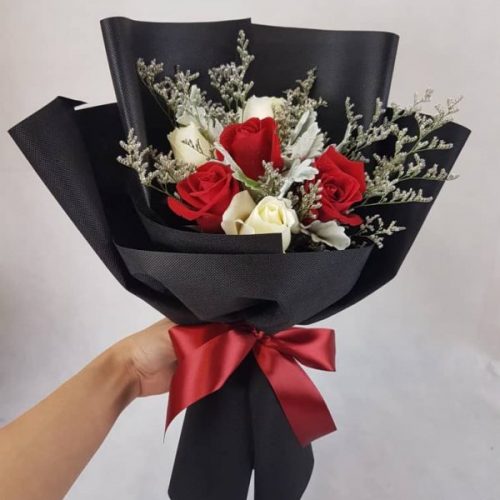 Simply You – Red & White Roses Bouquet | Florist in Kajang