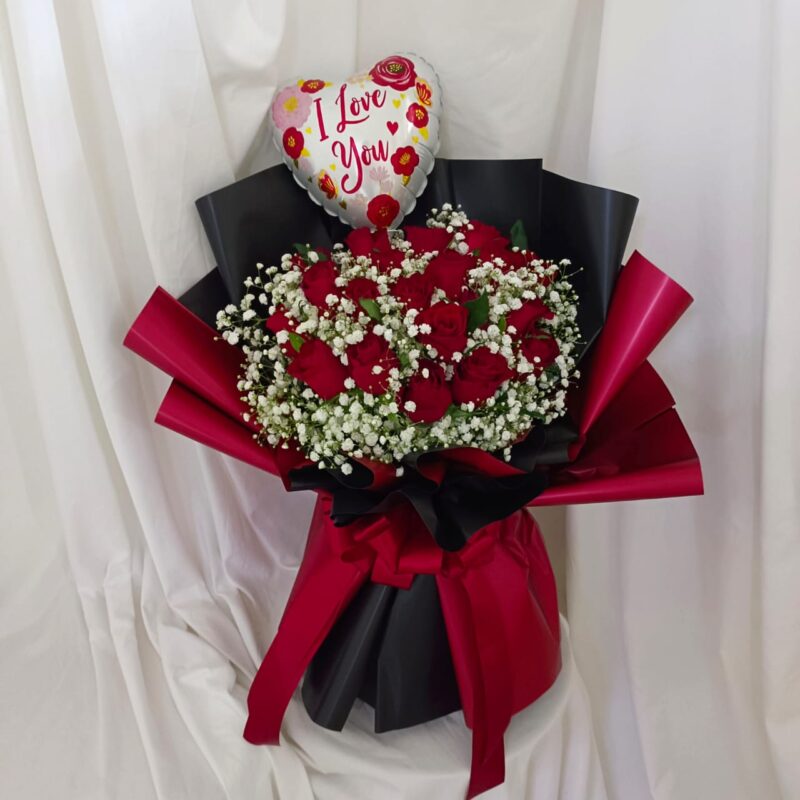 Beautiful Scent – Red Roses Bouquet & Balloon | Florist in Kajang