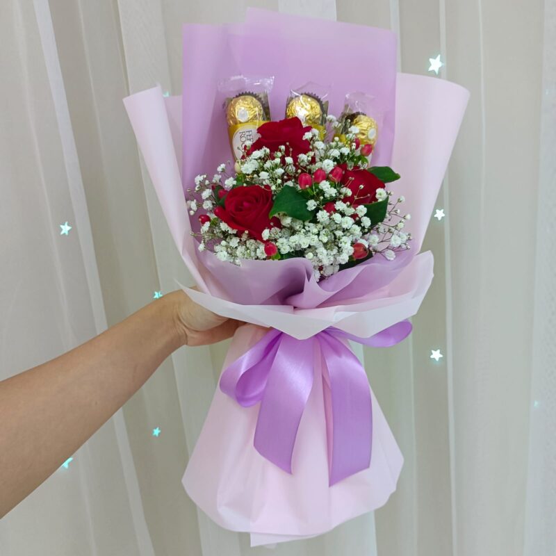 Half Galaxy – Roses & Ferrero Bouquet | Florist in Kajang