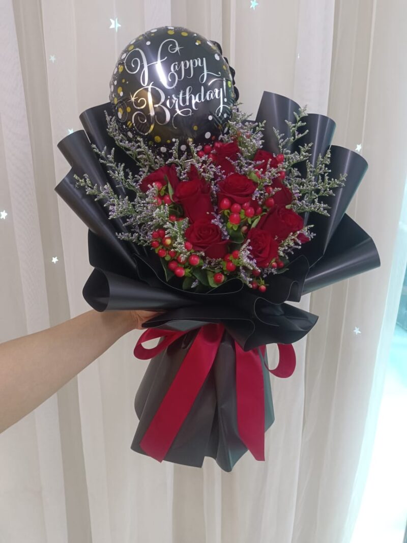 Flower Bouquet Black Matte