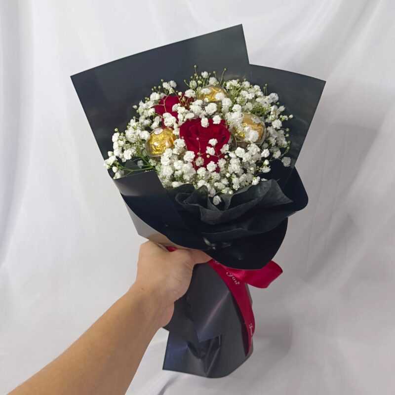 Black Glow Bouquet – Roses & Chocolates | Florist in Kajang