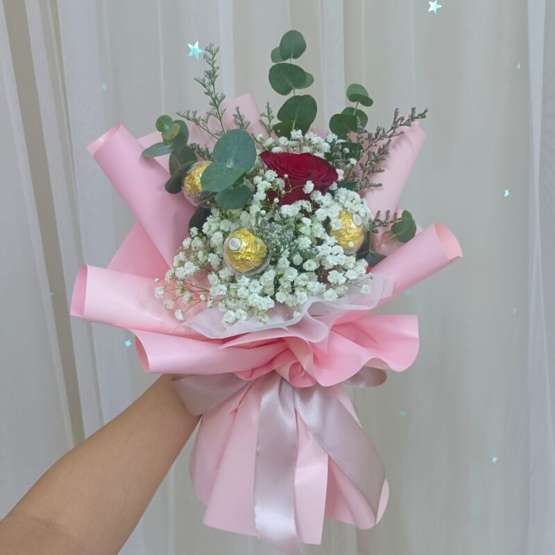 Gliddy Pink Bouquet | Roses & Ferrero | Florist in Kajang