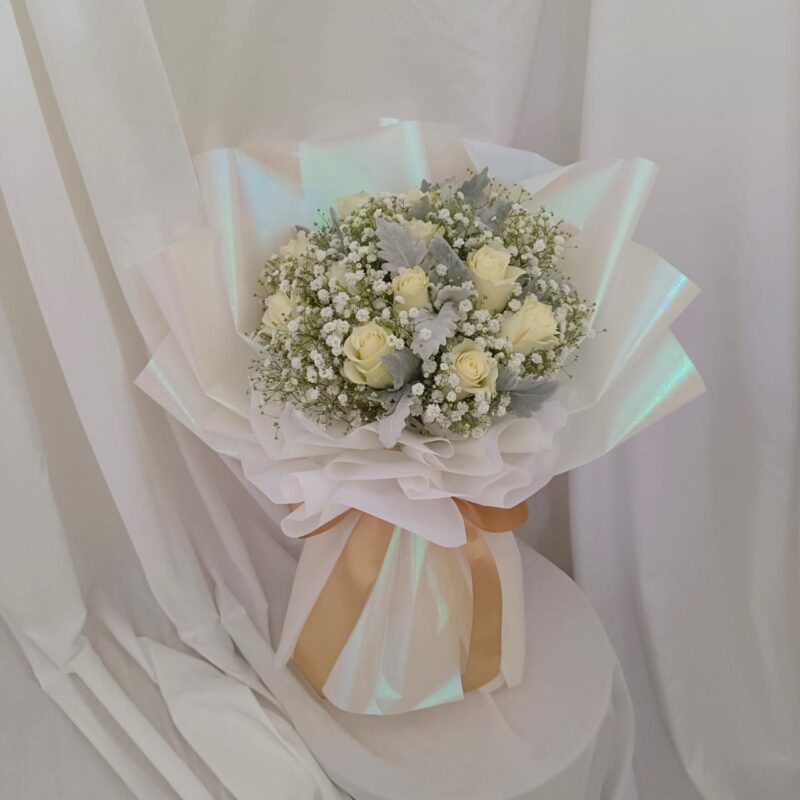 Joyce White Roses Bouquet – Elegant Floral Gift | Florist in Kajang