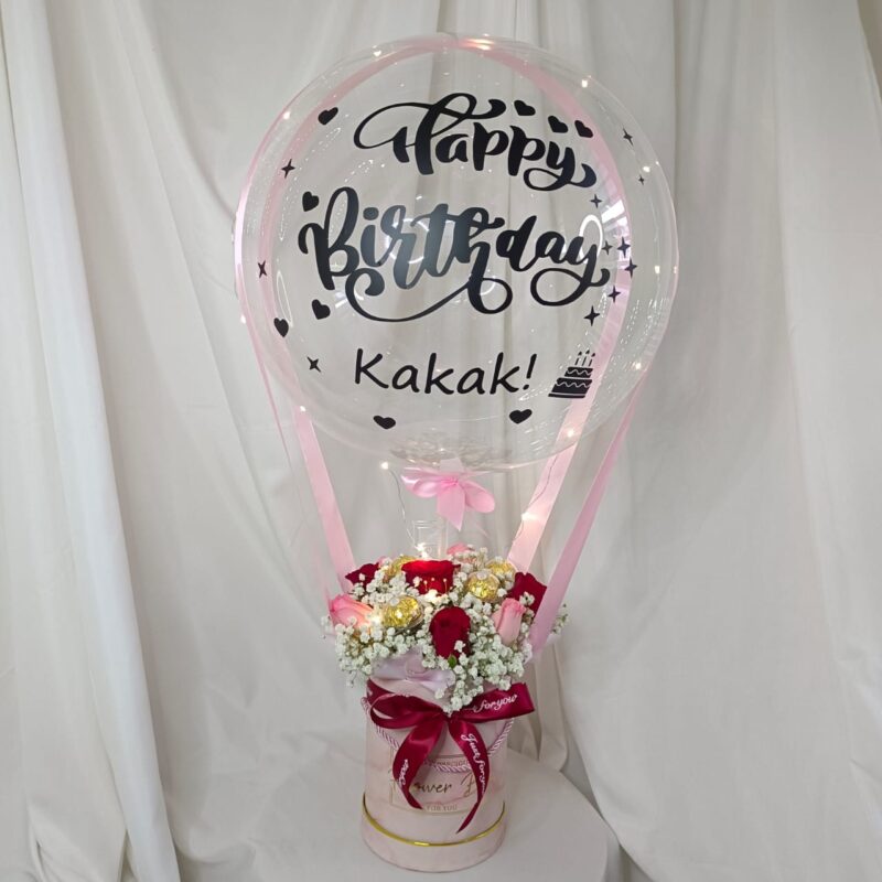 Red & Pink Roses with Ferrero Balloon | Florist in Kajang