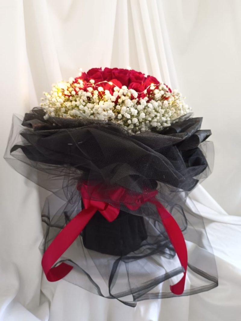 Romantic Black Bouquet | 50 Red Roses | Florist in Kajang