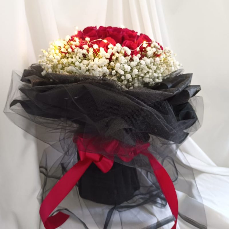 Romantic Black Bouquet | 50 Red Roses | Florist in Kajang