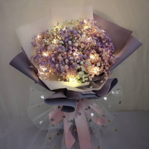 Baby Baby – Pastel Baby Breath Bouquet with LED | Florist in Kajang