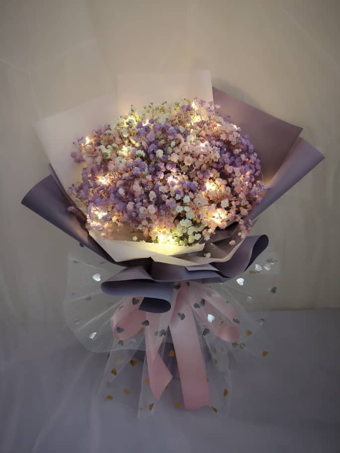 Baby Baby – Pastel Baby Breath Bouquet with LED | Florist in Kajang