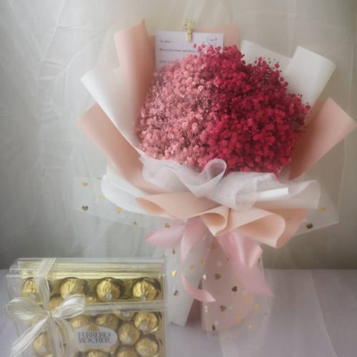 Pink Baby Breath with Ferrero | Elegant Floral Gift | Florist in Kajang
