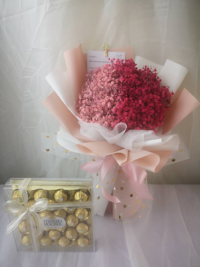 Pink Baby Breath with Ferrero | Elegant Floral Gift | Florist in Kajang