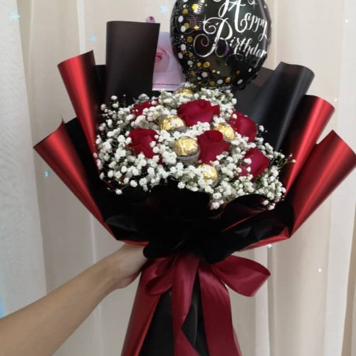 Sweet Dazzle | Roses & Ferrero Bouquet | Florist in Kajang