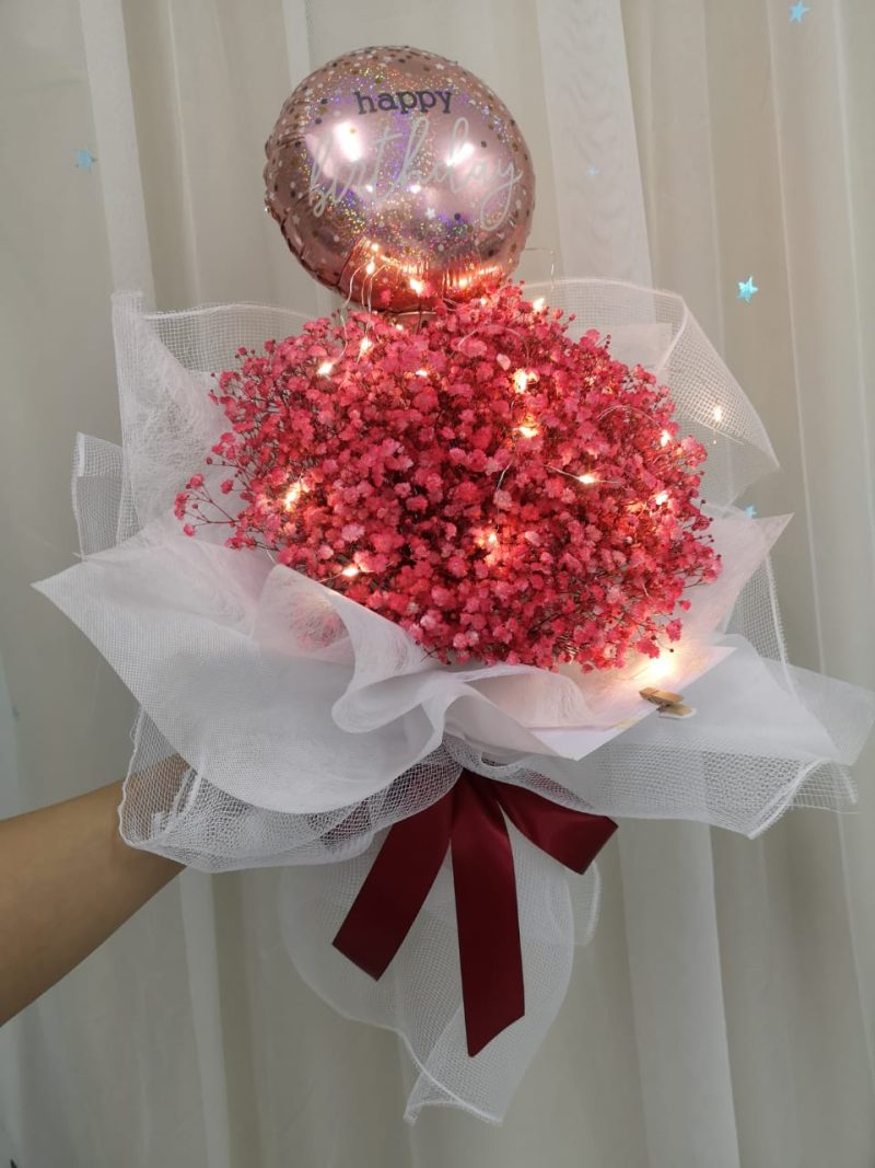 Charming Red Baby Breath Bouquet | Unique Flower Gift | Florist in Kajang