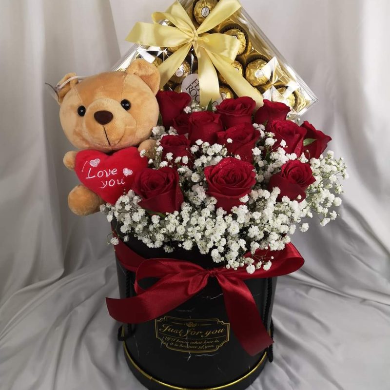 Just For You – Red Roses, Teddy Bear & Chocolates | Florist in Kajang