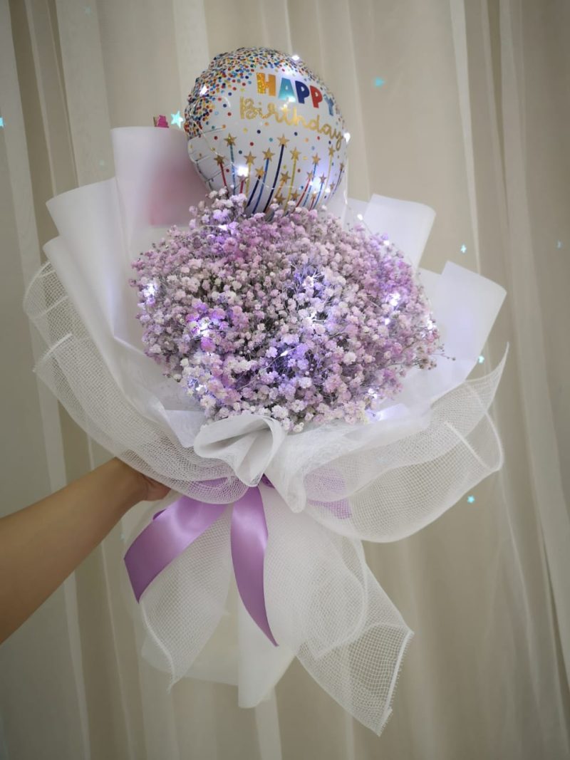 Lilac Purple Baby Breath Bouquet | Florist in Kajang