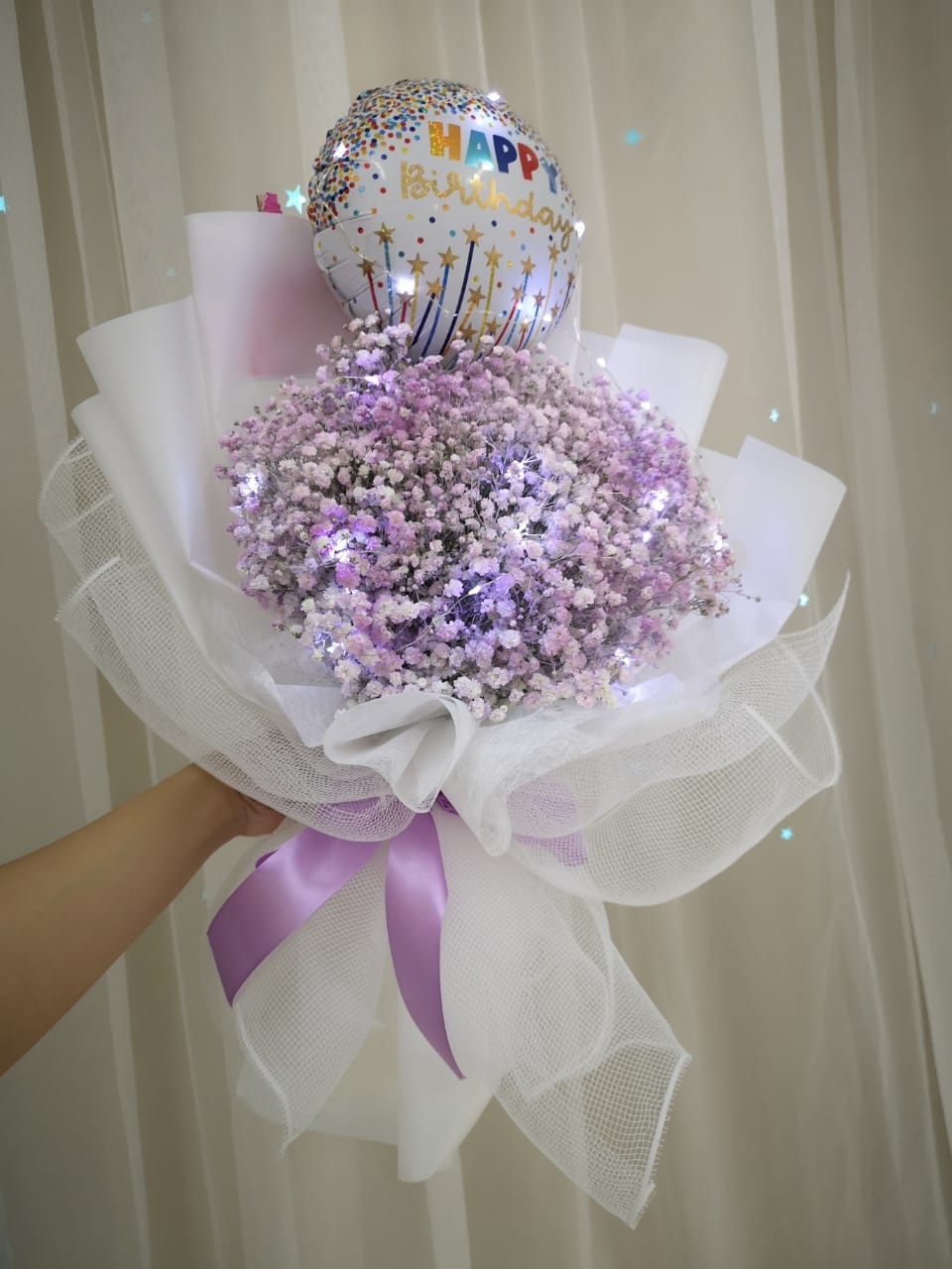 Lilac Purple Baby Breath Bouquet | Florist in Kajang