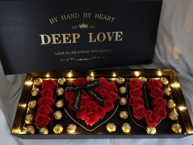 Deep Love Red Soap Roses with Ferrero | Florist in Kajang