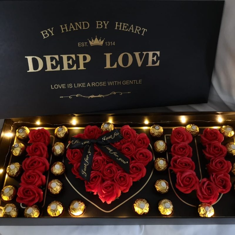 Deep Love Red Soap Roses with Ferrero | Florist in Kajang