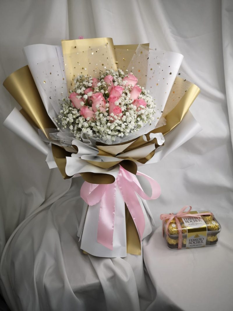 Mary Pink Package | Pink Roses & Chocolate Gift in Kajang