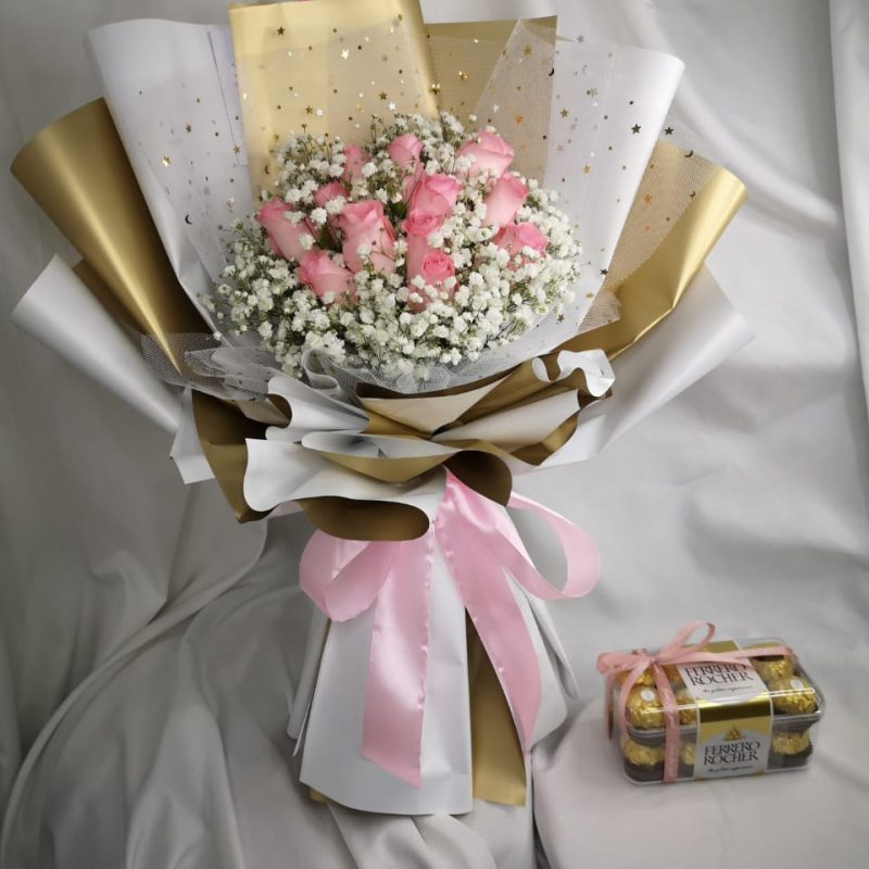 Mary Pink Package | Pink Roses & Chocolate Gift in Kajang