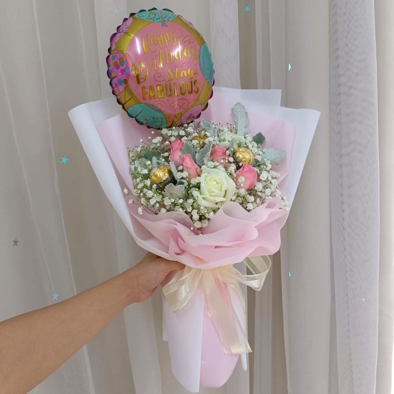 Fabulous Birthday Bouquet | Fresh Roses & Chocolates | Florist in Kajang