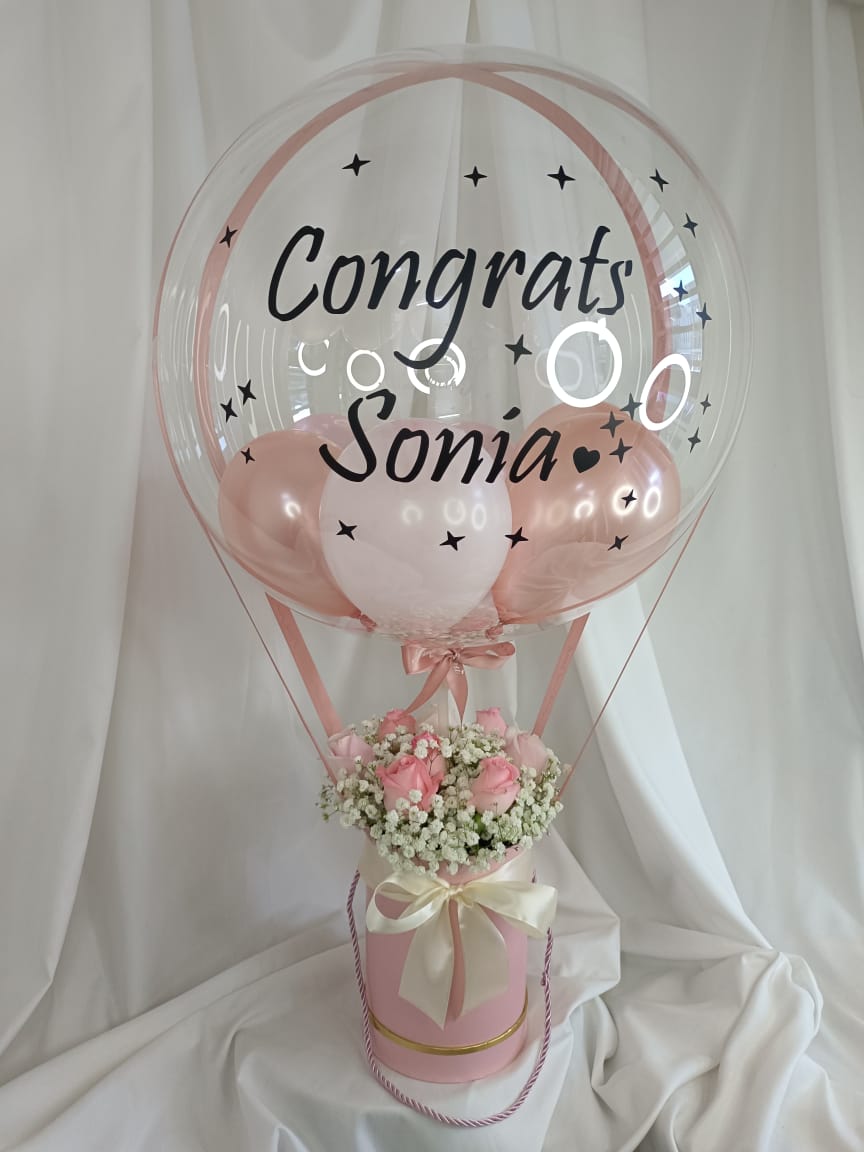 Flower Bouquet Amazing Pink Hot Air Balloon