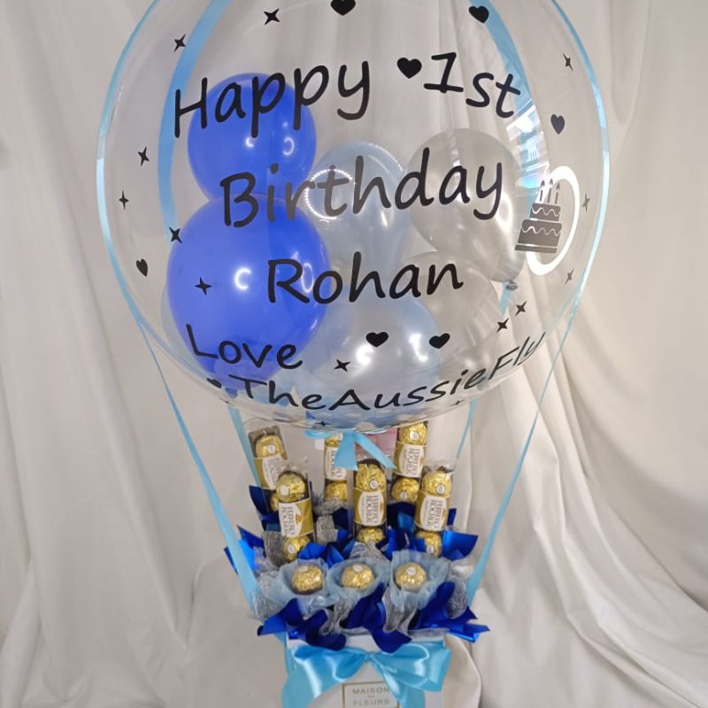 Flower Bouquet Blue Theme Ferrero Hot Air Balloon