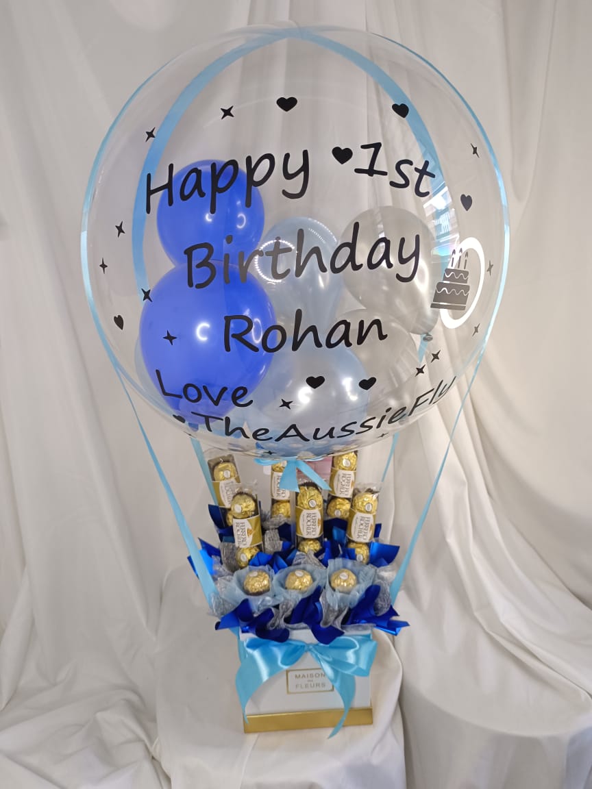 Flower Bouquet Blue Theme Ferrero Hot Air Balloon