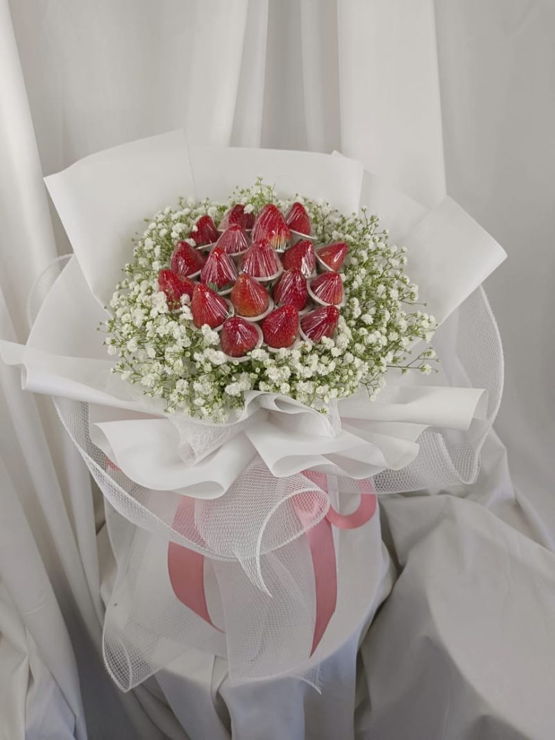 Strawberry with Baby Breath Bouquet | Florist in Kajang