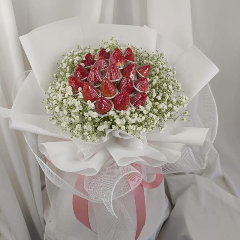 Strawberry with Baby Breath Bouquet | Florist in Kajang