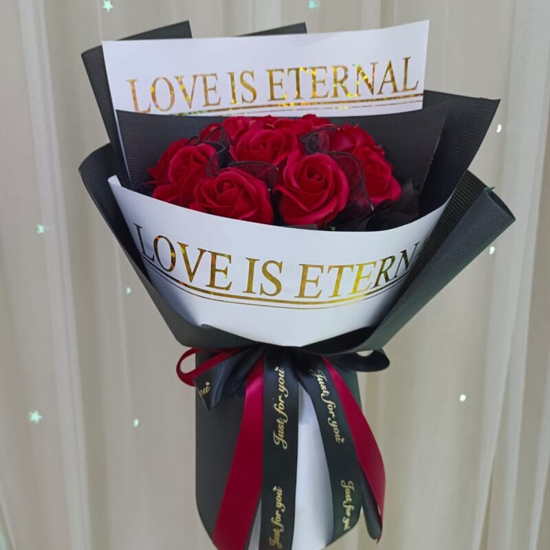 Love is Eternal – 12 Wine Red Soap Roses | Florist in Kajang